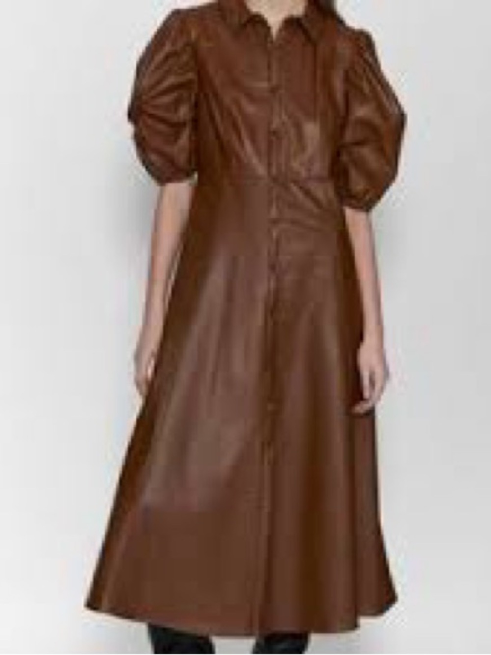 Zara Brown Faux Leather Maxi Dress